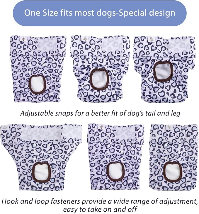 CuteBone Dog Diapers Female Washable Small Medium Large 3 Pack Reusable Doggie Diapers Puppy Period Pants for Doggy Heat Cycle Peeing D54L