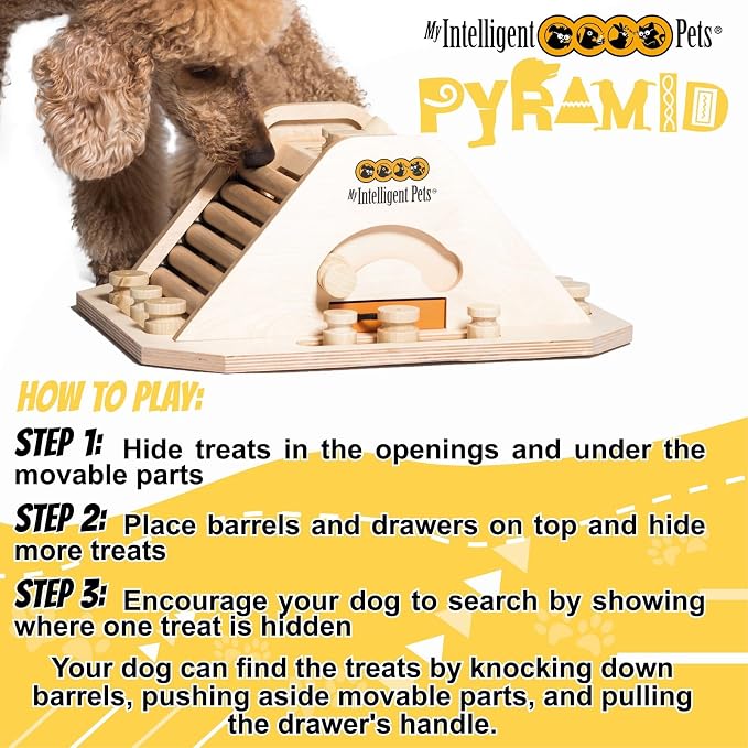 Interactive Dog Toys for Mental Stimulation - Treat Dispenser Dog Puzzle Toy, Enrichment Toys - Puzzle Feeder Dogs Training Toy - Pyramid