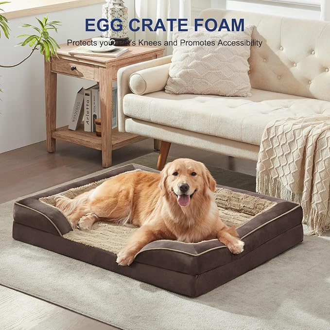 FURTIME Orthopedic Large Dog Bed, XL Waterproof Dog Beds, 42x35x6.5 Supportive Foam Pet Couch Bed with Removable Washable Cover and Nonskid Bottom