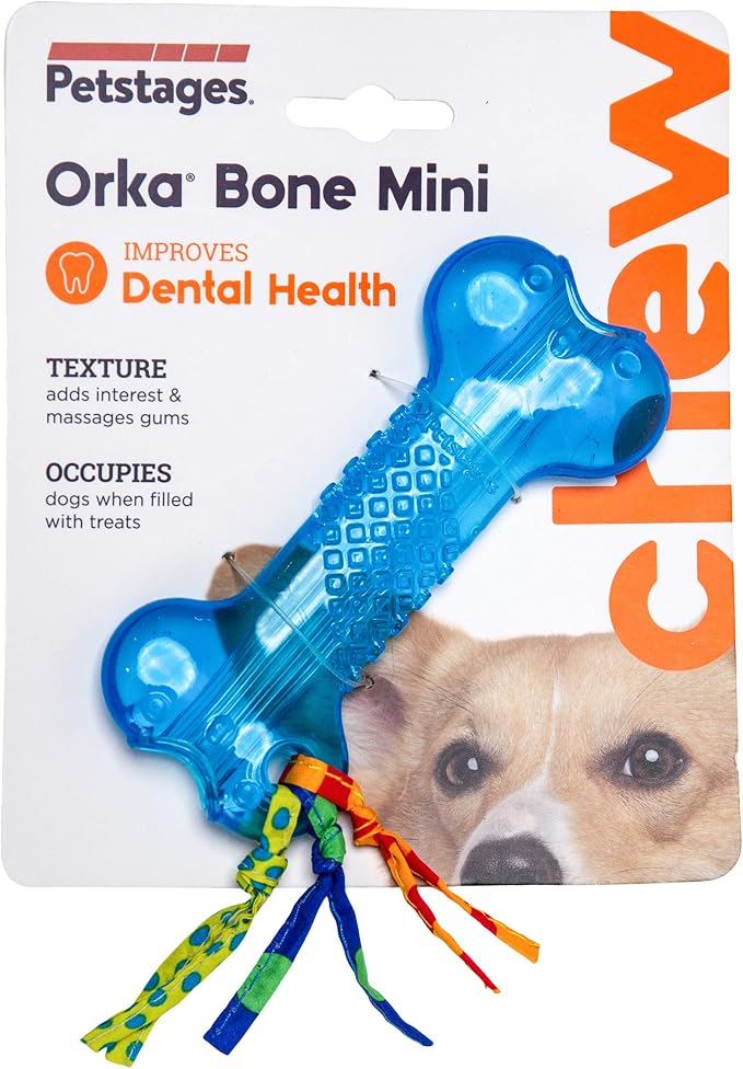 Bone Mini Dog Chew Toy & Treat Stuffer for Teething Puppies & Small Dogs up to 20 lbs, Bounces & Floats, Textured for Dental Support, Moderate Chewers, 5.5"