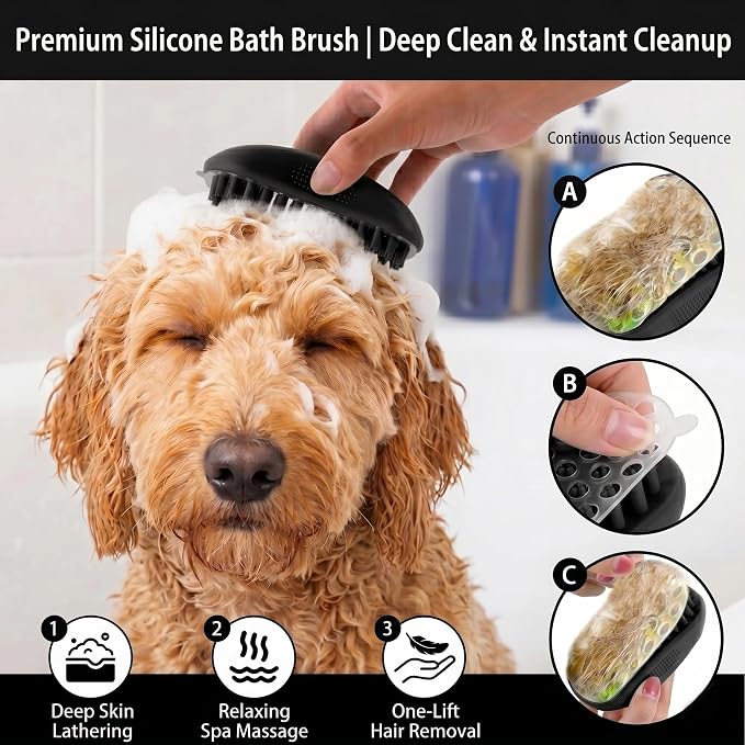 Self Cleaning Slicker Brush for Dog - 5 PCS Dog Brush Grooming Kit,Undercoat Rake Brush Comb for Small Large Dogs Cats, Dog Hair Brush Set, Grooming Deshedding at Home or Travel, Black
