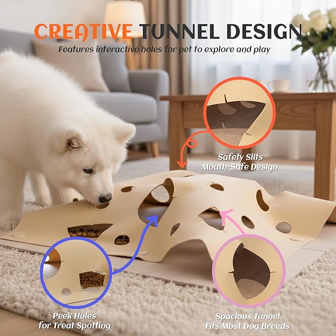 PETKARAY Felt Dog Snuffle Mat, Interactive Dog Enrichment Sniffing Mat, Mental Stimulation - Removable Enrichment Puzzle Toy Play Mat, Beige