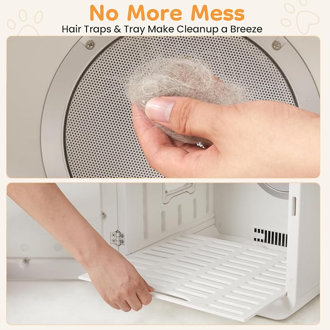 FansaFurn 65L Automatic Dog Dryer Box with Smart Timer, Pet Dryer Box with 360° Warm braw and Ultra Quiet, Smart Temperature Control, Cat Dryer for Cat and Small Dogs