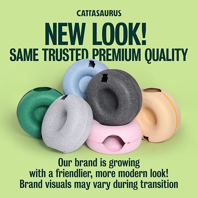 Cattasaurus Peekaboo Cat Cave for Multiple & Large Cats Up to 30-45 Lbs, Scratch Detachable & Washable Tunnel Bed, Comfy Donut Cat Cave (Dark Gray, Large)