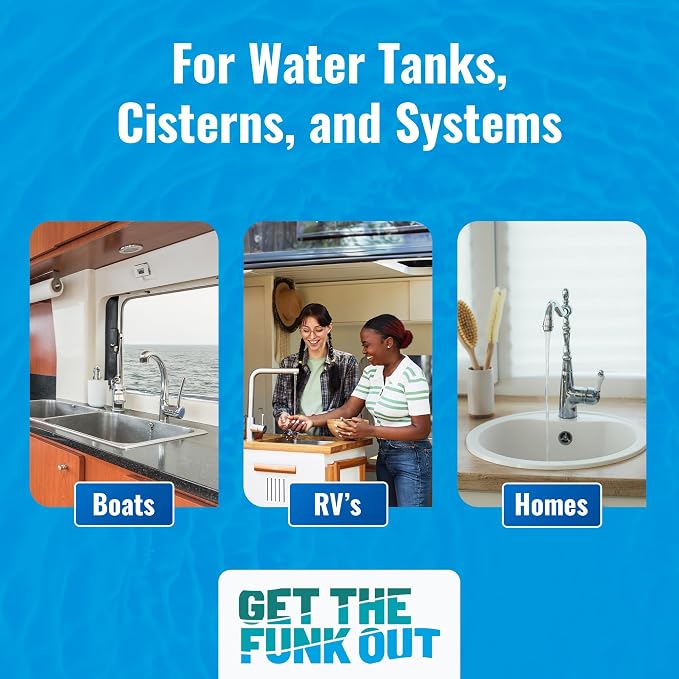 Aquamarine Water Solutions – Shock RV & Boat Water Tank Deep Cleaner and Deodorizer – Treats, Maintains Boat, RV & Household Fresh Water Systems – Ideal for Use Following Seasonal Storage – 12 Fl Oz
