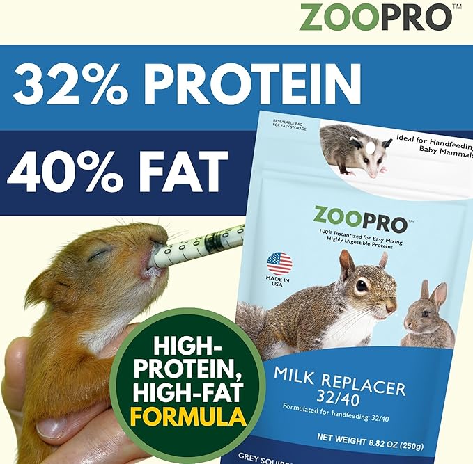 Exotic Nutrition Baby Squirrel Nursing Set (Basic) - Milk Replacer, Feeding Syringes