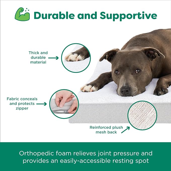 Furhaven Orthopedic Dog Bed – Classic Cushion with Plush Tufted Top, Supportive Foam Mattress, Removable Washable Cover, Joint Relief - Gray, Medium