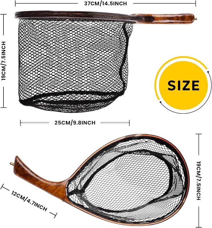 SF Fly Fishing Landing Net Soft Rubber Mesh Trout Net Catch and Release Net