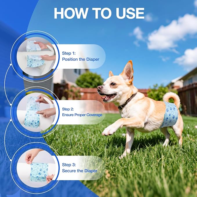 Male Dog Diapers with Wetness Indicator, Disposable Belly Band for Puppy Male Diapers, Doggie Wraps for Puppy Training, Incontinence (XS, 26 Count)
