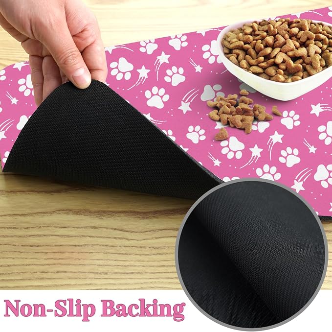 Dog Food Mat 17x30 Inch Pet Feeding Absorbent Mats for Floor Dog Cat Water Bowl Placemat Non-Slip Washable Pet Food and Water Mat