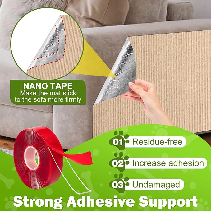 ENONCI Bed Cat Scratcher Pad,47.2"x15.8"Cat Scratching Mat,Self-Adhesive Trimmable Anti Scratch Bed Couch Wall Corner Furniture Protector from Cat Claws,Easy Use for Cat Carpet/Door/Post
