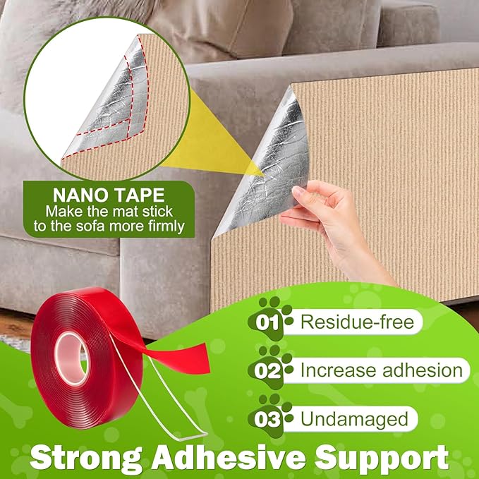 ENONCI 78.7"x15.8" Large Couch Protector from Cat Claws,Anti Scratch Furniture Protector for Cats Corner Wall Scratcher,Replacement for Cat Tree Post Shelves