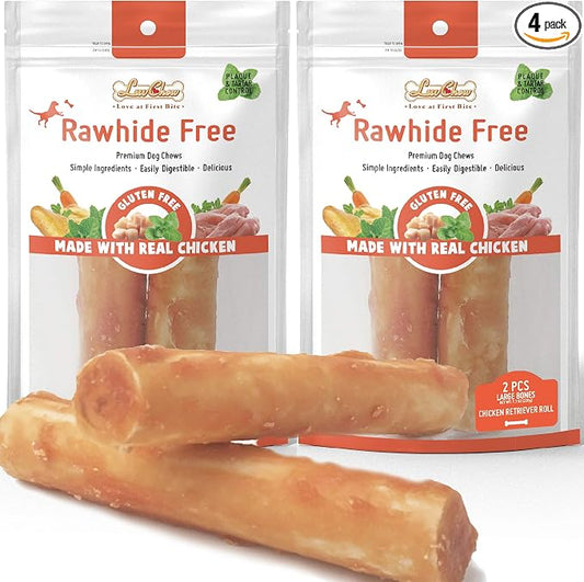 LuvChew Premium Dog Chew Treats Chicken Retriever Rolls for Large Dogs, Rawhide Free, Grain Free, Highly Digestible,Large 7" 2pcs/Pack x 2pack
