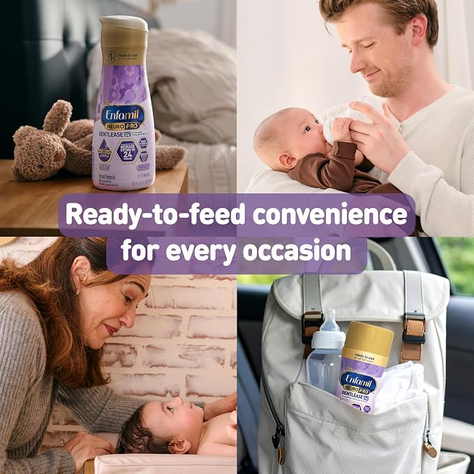 Enfamil NeuroPro Gentlease Ready-to-Feed with Smaller Proteins for Easy Digestion,Brain Supporting DHA, HuMO6* Blend, Baby Formula for easing Fussiness, Gas, Spit-up in 24hrs, 2 Fl Oz (6 ct), 4 Pack