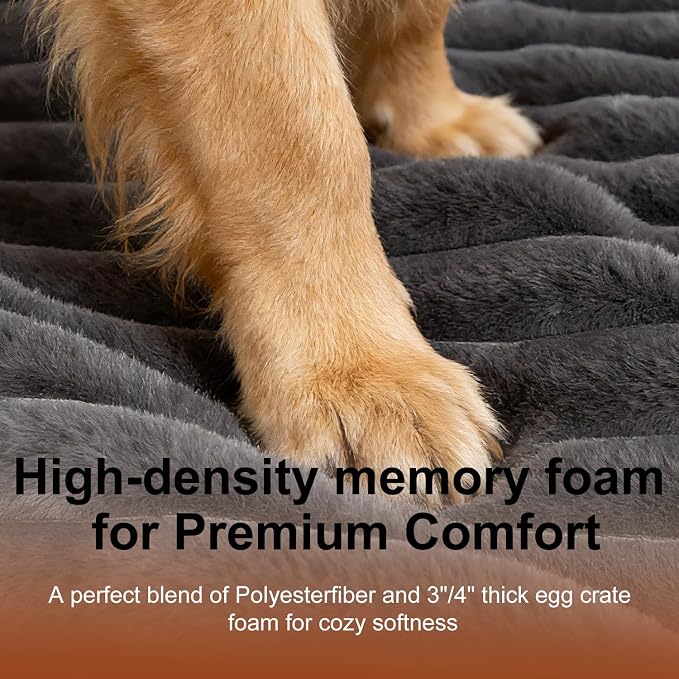 Waterproof Orthopedic Dog Bed for Medium Dogs, Medium Non-Slip Pet Beds with Sides, Egg-Crate Memory Foam Dog Couch for Crate Removable Washable Cover, Grey