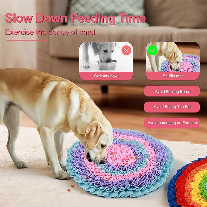 2 Pcs Snuffle Mat for Dogs, Pet Slow Feeding Interactive Toys for Smell Training, Foraging Skills, Suitable for Puppy or Cat (Large 45cm)