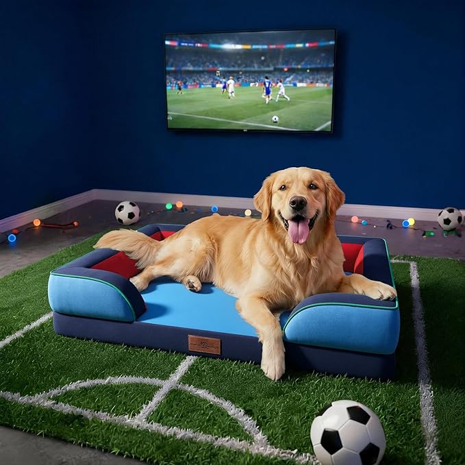 Comfort Expression Orthopedic Dog Bed for Extra Large Dogs 42x30 Inch, Waterproof Egg Crate Foam XL Pet Bed with Bolsters, Dog Couch with Washable Cover & Non-Slip Bottom, Philadelphia