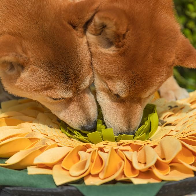 Snuffle Mat for Dogs Sunflower, 20" x 20" Dog Cat Snuffle Mat Interactive Feed Game for Boredom, Encourages Natural Foraging Skills and Stress Relief, Enrichment Toys for All Dog Sizes