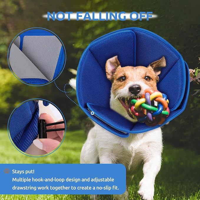 Dog Cone Collar - Soft Elizabethan Collar for Dogs After Surgery, Comfy Cone for Dogs to Stop Licking, Adjustable Dog Cone Alternative for Wound Healing (Navy M)