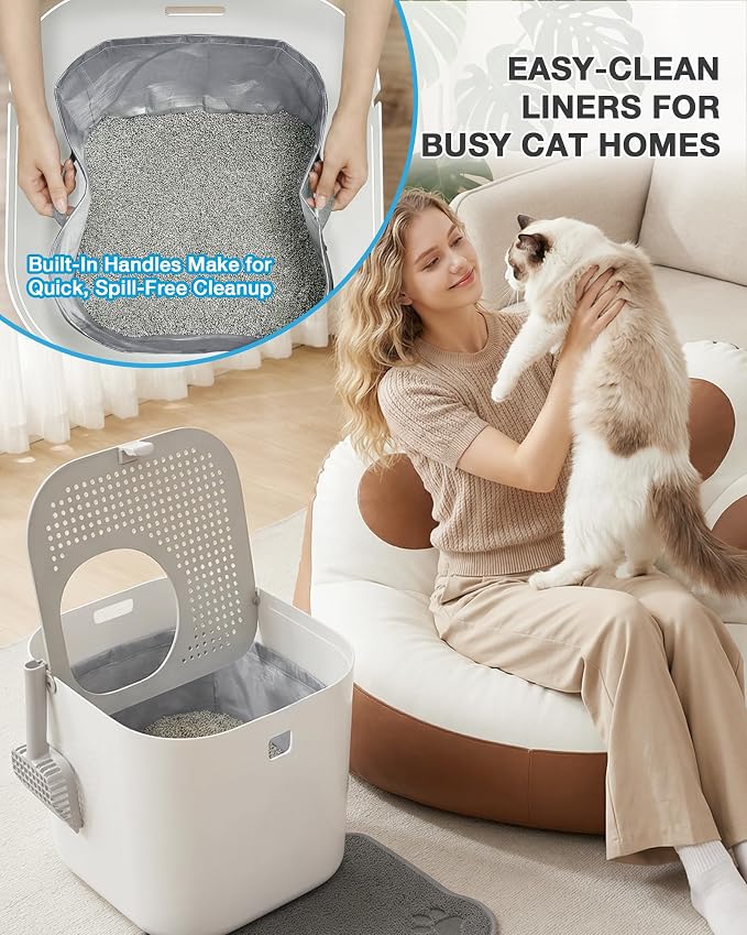 4 Pack Reusable Litter Liners A Compatible with Cat Litter Box liner Type-A, Modkat Liners with Heavy-Duty Carrying Handles