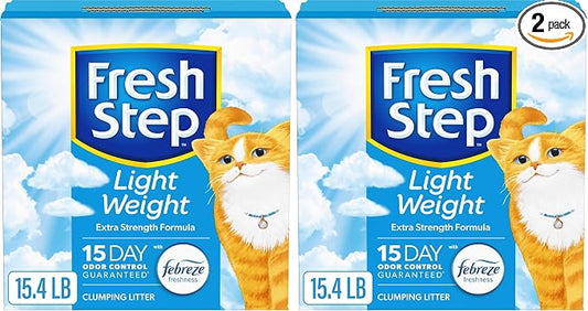 Fresh Step Clumping Cat Litter, Lightweight, Extreme, Long Lasting Odor Control Kitty Litter with Activated Charcoal, Low Dust Formula, 15.4 lb (Pack of 2)