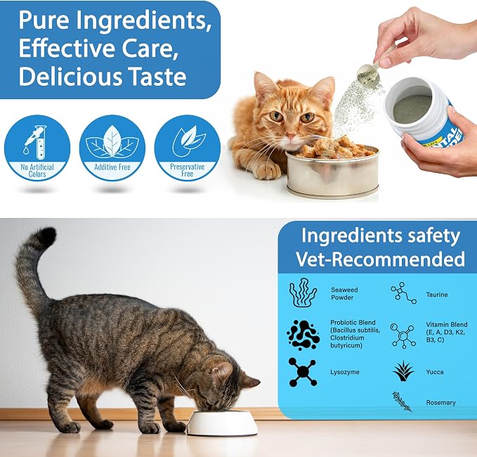 Cat Dental Powder, Bad Breath Tartar Control, Help Gingivitis and Stomatitis | Plaque Off with Natural Extracts & Probiotics