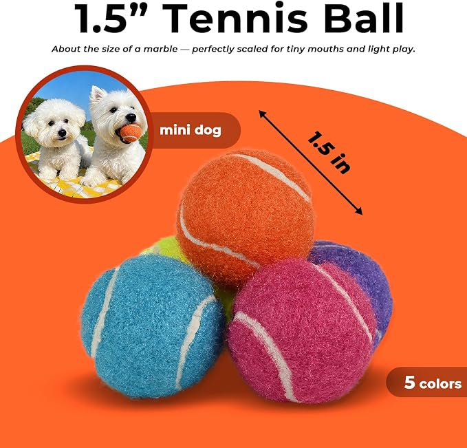 INSUM 1.5 Inch Mini Tennis Balls for X-Small Dogs & Cats, 20/40 Pack Soft Fetch Play Toys for Puppies & Kittens, Training & Indoor Outdoor Exercise