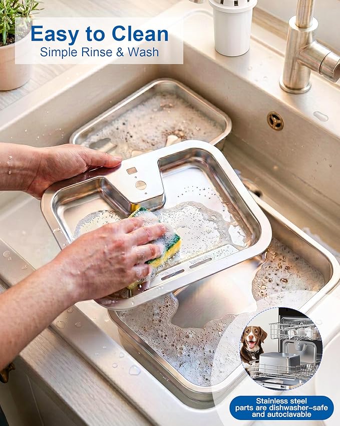 PETNF Dog Water Fountain, 3Gal Stainless Steel Pet Water Dispenser with 4-Stage Filtration, Ultra-Quiet Pump & Circulating Flow, Ideal for Large Dogs Multi-Pet Home, Perfect for Long Trips & Daily Use