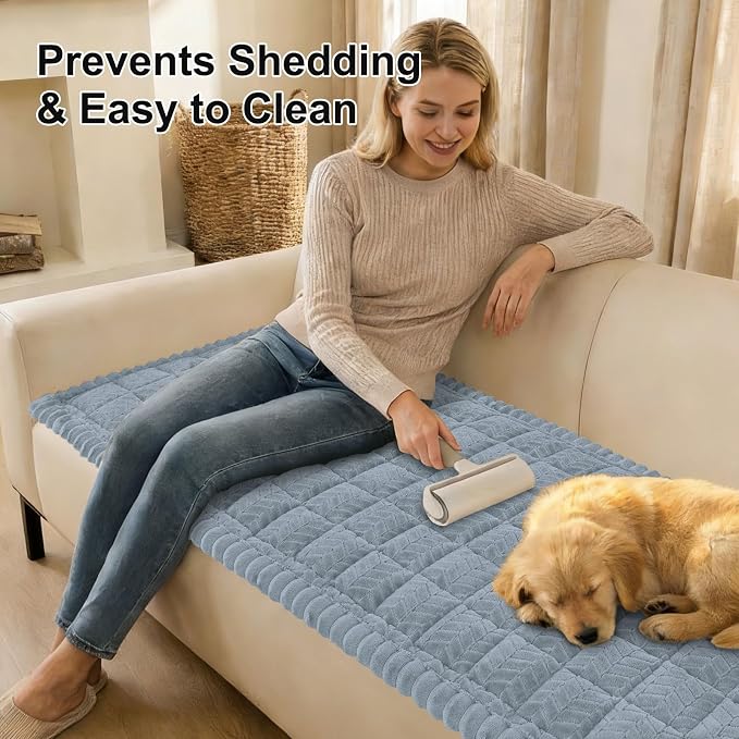 Smiry Couch Cover for Dogs, Non Slip Fuzzy Pet Sofa Covers Washable for 2-3 Cushion Couch, Soft Thick Furniture Protector for Cats Dogs, Against Fur, Dirt, Scratch Resistant (Haze Blue, 27.6"x59")