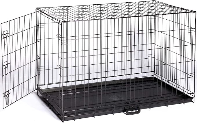 Prevue Pet Products Home On-The-Go Single Door Dog Crate - Extra Large Collapsible Dog Cage for Travel, Indoor, and Outdoor Use, Foldable Kennel Design, Deep Plastic Pan - XL, Black