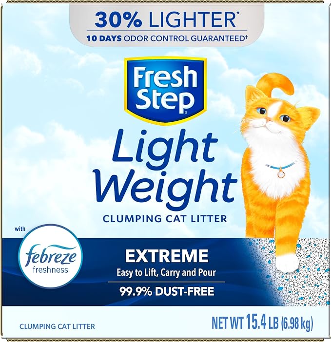 Fresh Step Clumping Cat Litter, Lightweight, Extreme, Long Lasting Odor Control Kitty Litter with Activated Charcoal, Low Dust Formula, 15.4 lb (Pack of 2)