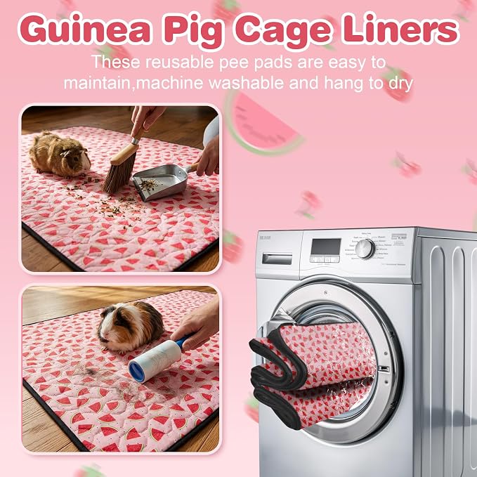 2 PCS Guinea Pig Cage Liner, Reusable Waterproof Guinea Pig Liner, Washable Small Animals Bedding, Super Absorbent Pet Pee Pads Guinea Pig Mats, Rabbit Mats for Cages (36 * 48 inch)
