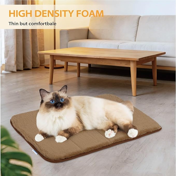 Dog Crate Pad for Large Dog - 35"x23" Memory Foam Dog Bed, Washable & Anti-Slip Dog Bed Mat, Ultra Soft Kennel Pad for Dogs Cozy Sleeping Mat, Khaki