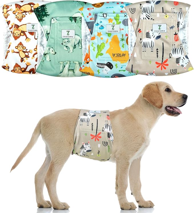 4Pack Dog Diapers Male,Reusable Leakproof Pet Soft Dog Belly Band Wraps,High Absorbency Male Dog Diaper,Wider Washable Belly Band for Doggy Incontinence and Puppy Training XXL