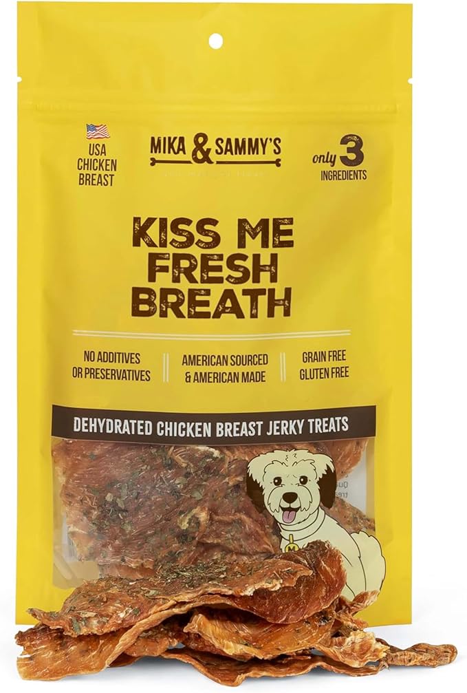 Mika & Sammy's Gourmet Chicken Jerky Dog Treats Made in the USA. (Kiss Me Fresh Breath 12 0z)