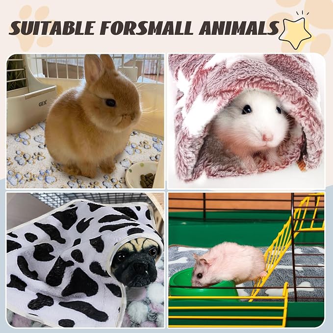 YedsIntu 6 Pcs Washable Guinea Pig Blankets Absorbent Animal Fleece Bedding Waterproof Cage Liners Reusable Pet Pee Pad Sleep Mat Pad Cover for Hamster Ferret Rabbit Chinchilla Hedgehog (20"x30")