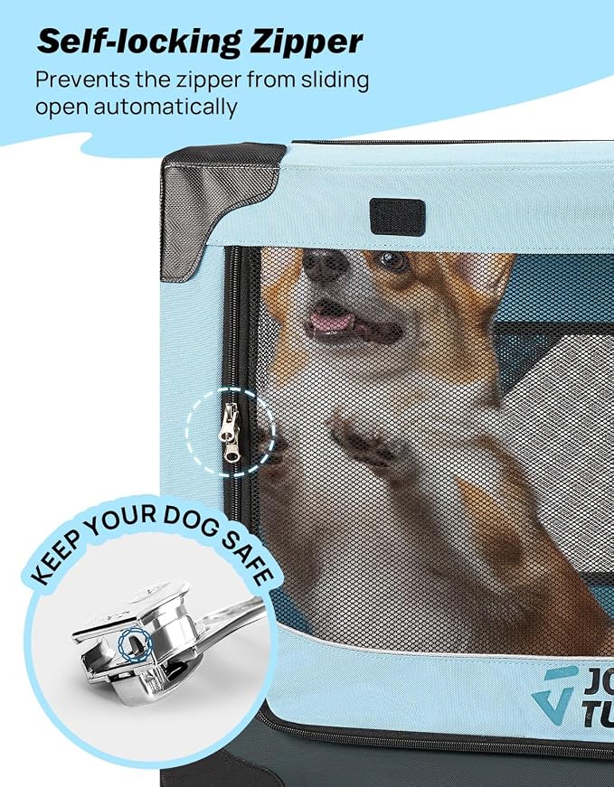 JOYTUTUS 20 Inch Collapsible Dog Crate, Steel Frame 8-Bar Foldable Soft Kennel, Portable Travel Crate for Puppy & Small Dog Up to 13lbs, Oxford Cat Carrier for Car Indoor Outdoor