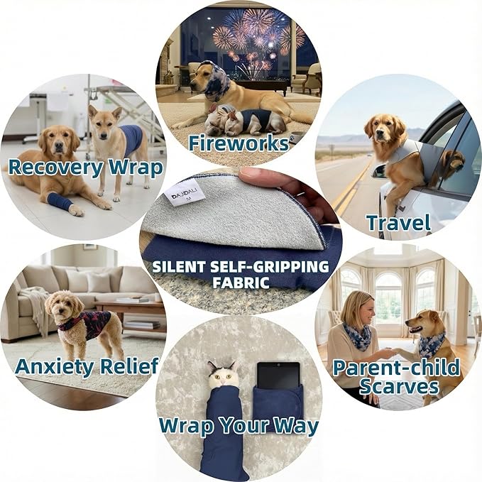 DAJIDALI® Dog & Cat Anxiety Vest & Spay Recovery Suit – Silent Adjustable Calming Wrap for Surgery & Thunderstorms – 2-Piece Cone & Recovery Onesie Alternative