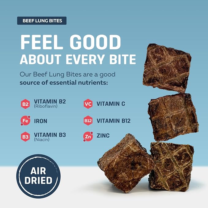 Big Lu – Bulk High-Protein Training Dog Treats, 100% Natural Single-Ingredient Beef Lung Bites, Rich in Glucosamine & Chondroitin for Joint Health, 40 oz
