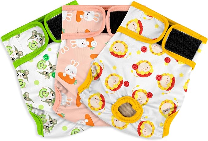 Female Dog Diapers - Premium Reusable Diapers for Doggie in Heat - Highly Absorbent for Pet Incontinence with Adjustable Snaps Rabbit, M