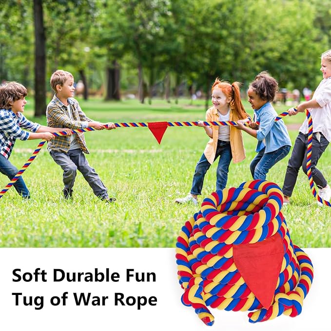 X XBEN Field Day Tug of War Rope for Kids and Adults 75FT, Family Reunion Birthday Party Games, Summer Outside Lawn Games, Camping Picnic Carnival Games, Perfect for Team Building Activities