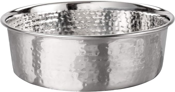 Neater Pets Stylish Stainless Steel Hammered Pet Bowls for Food & Water with Neater Mat Waterproof Silicone Bowl Mat