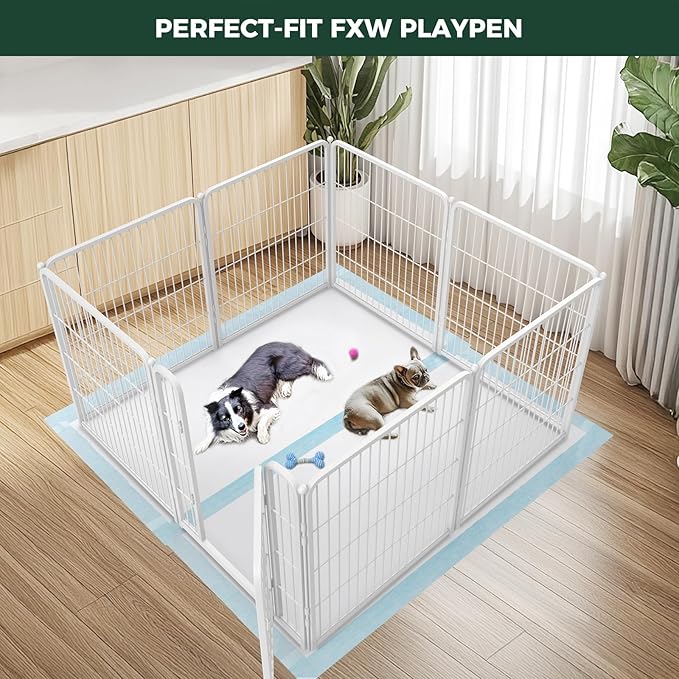 FXW XXL Puppy Pee Pads for Dogs 51x29 inch 100 Count, 5 Layer Super Absorbent & Leak Proof-Thickened Disposable Potty Training Pad, Fits 24" H 6/8 Panel FXW Playpen-Blue (Playpen not Included)