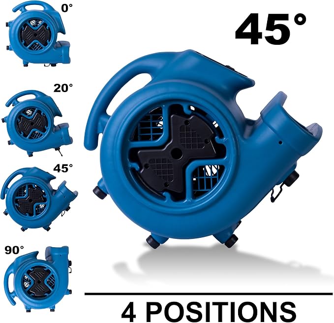 XPOWER P-630 Pro 1/2 HP 2800 CFM Centrifugal Air Mover, Carpet Dryer, Floor Fan, Blower, for Water Damage Restoration, Janitorial, Plumbing, Home Use