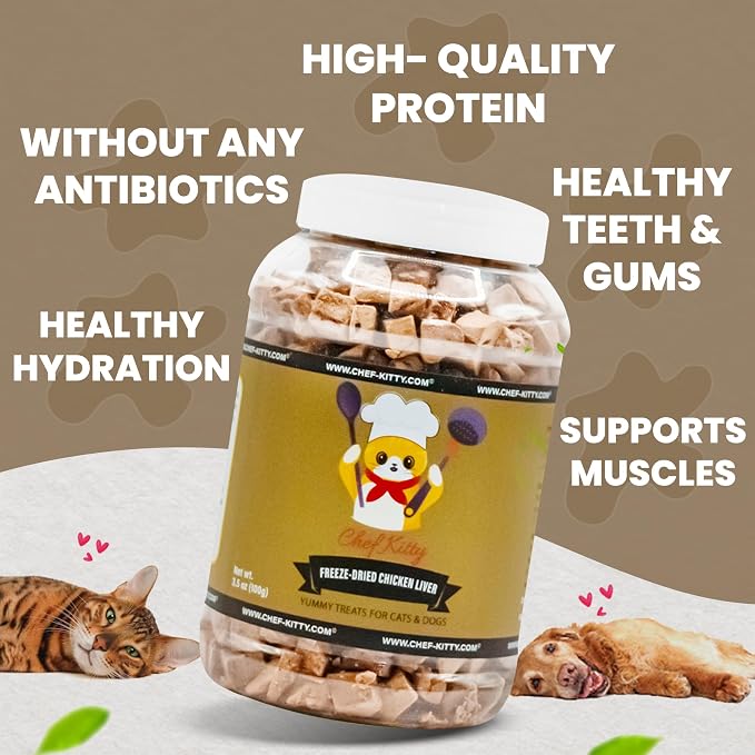 Chicken Liver Dog Treats | Freeze Dried Liver Treats for Dogs, 100% Human Grade, Single Ingredient | Grain-Free Kitten Treats, High Protein | No Additives or Preservatives | Tested in USA | 3.2 oz
