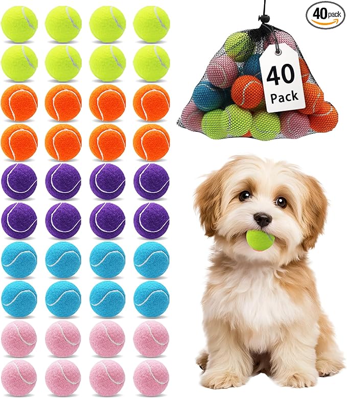 Magicorange Small Tennis Balls, 40 Pack 2 inch Tennis Balls for Dogs, Colorful Easy Catching Pet Dog Playing Ball (Multicolor,40 Pack)