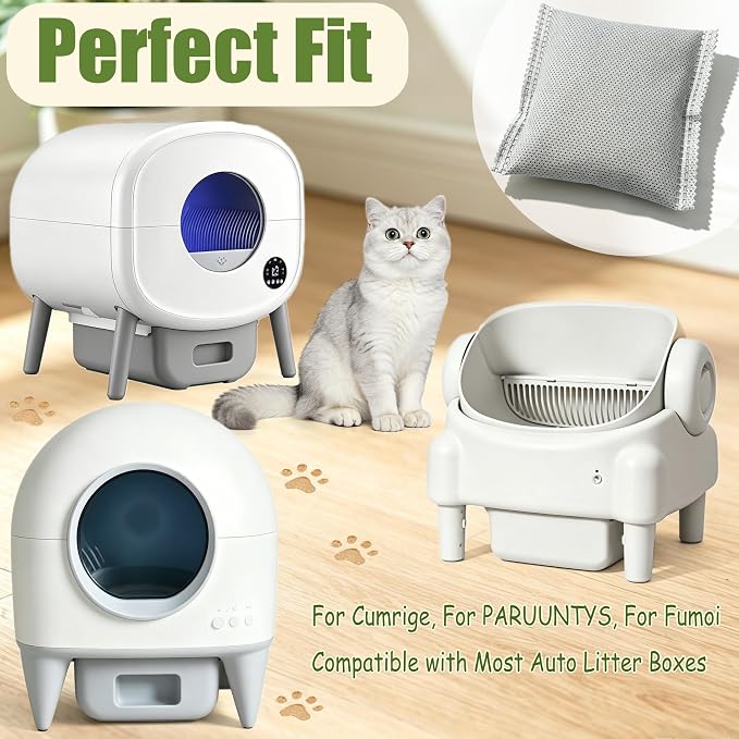 NewKe 6 Pack Activated Carbon Cat Litter Box Deodorizer for PARUUNTYS and for Cumrige Automatic Litter Box, Unscented, Long-Lasting Deodorant Refills for Automatic Cat Litter Box