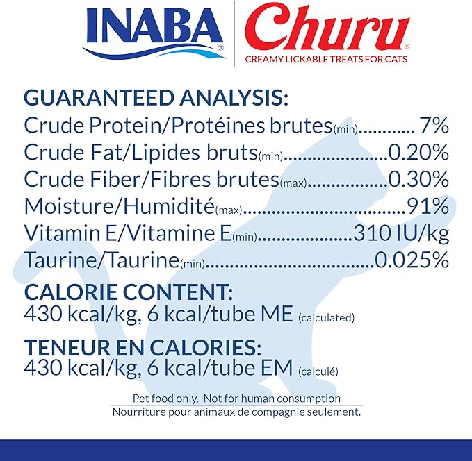 INABA Churu Cat Treats, Lickable, Squeezable Creamy Purée Cat Treat with Green Tea Extract & Taurine, 0.5 Ounces Each Tube, 10 Tubes, Tuna Variety