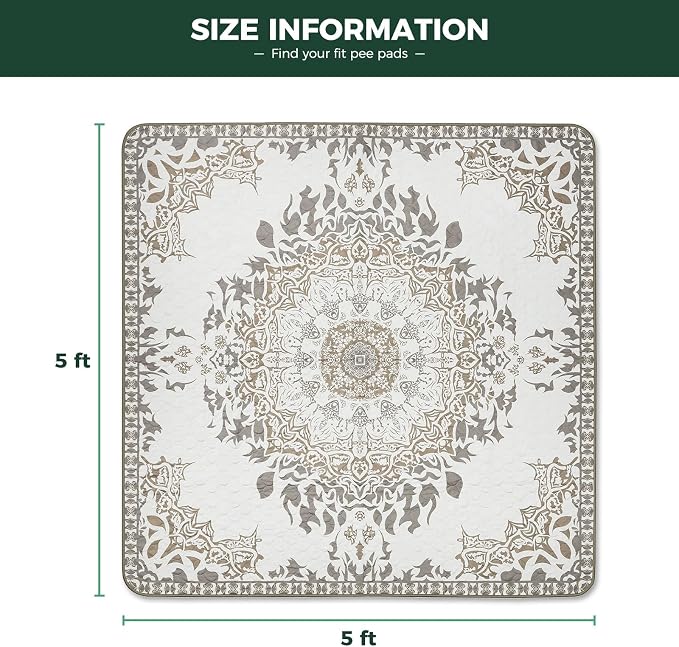 FXW Washable Pee Pads for Dogs, Puppy Pads with Super Absorbent, Specifically Designed for FXW Rollick/Homeplus 24 inch 8 Panels Dog Playpen, 63" Square, Boho, 1 Pack