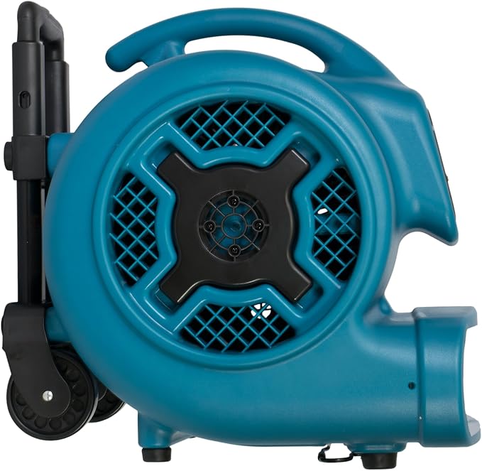 XPOWER X-830H Pro 1 HP 3600 CFM Centrifugal Air Mover, Carpet Dryer, Floor Fan, Blower, Telescopic Handle and Wheels, for Water Damage Restoration, Janitorial, Plumbing, Home Use